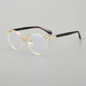 Japanese Handmade Round Acetate Glasses Frame Men Ultra-light Vintage Oval Eyeglasses Frames Women Spectacles Eyewear GAFAS