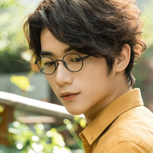 Load image into Gallery viewer, Japanese Handmade Round Pure Titanium Glasses Frame Men Prescription Eyeglasses Women Vintage Myopia Optical Eyewear Blue Lens