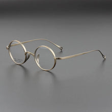 Load image into Gallery viewer, Japanese Handmade Round Pure Titanium Glasses Frame Men Prescription Eyeglasses Women Vintage Myopia Optical Eyewear Blue Lens