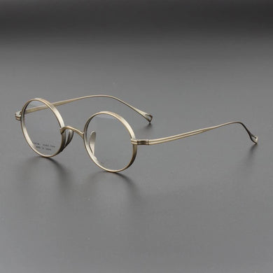 Japanese Handmade Round Pure Titanium Glasses Frame Men Prescription Eyeglasses Women Vintage Myopia Optical Eyewear Blue Lens