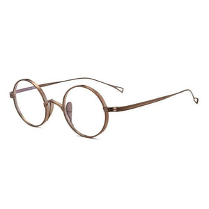 Japanese Handmade Round Pure Titanium Glasses Frame Men Prescription Eyeglasses Women Vintage Myopia Optical Eyewear Blue Lens