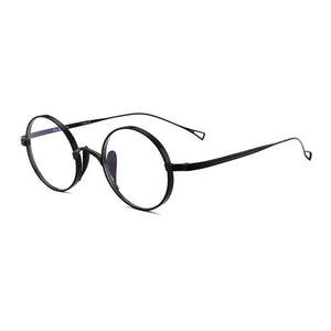 Japanese Handmade Round Pure Titanium Glasses Frame Men Prescription Eyeglasses Women Vintage Myopia Optical Eyewear Blue Lens