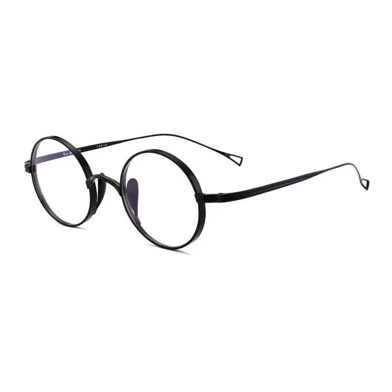 Japanese Handmade Round Pure Titanium Glasses Frame Men Prescription Eyeglasses Women Vintage Myopia Optical Eyewear Blue Lens