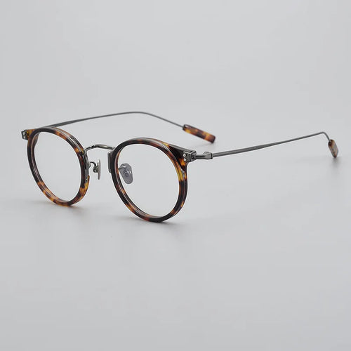 Japanese Handmade Titanium Acetate Glasses Frame For Men Vintage Round Myopia Prescription Reading Eyeglasses Spectacles Gafas