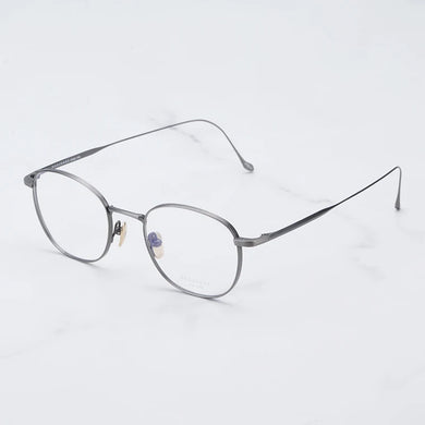 Japanese Masuna Chord D Oval Iron Grey Glasses Frame Men Shades Hand-made Light Weight Pure Titanium Myopia Eyeglasses