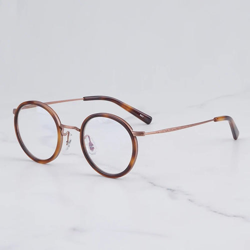 Japanese Masuna GMS-804 Vintage Round Clear Red Glasses Frame for Men and Women Spuer Light Flexible Titanium Myopia Eyeglasses