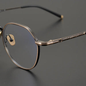 Japanese Original Material Pure Titanium Eyeglasses Frames with Floral Patterns Classical Retro Men Light Luxury Sunglasses