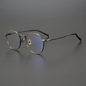 Japanese Original Material Pure Titanium Eyeglasses Frames with Floral Patterns Classical Retro Men Light Luxury Sunglasses