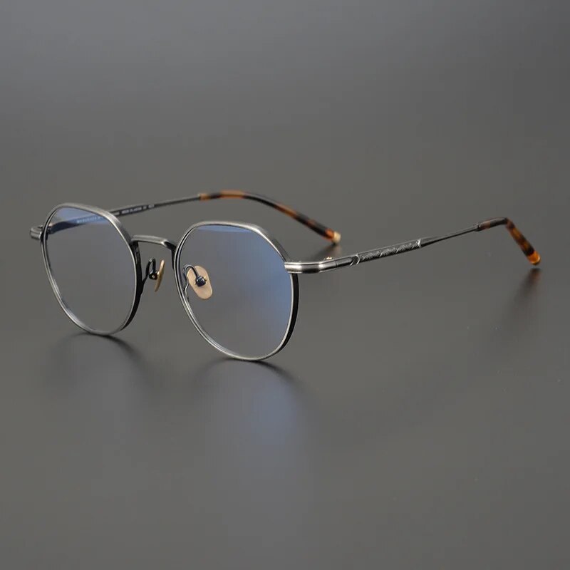 Japanese Original Material Pure Titanium Eyeglasses Frames with Floral Patterns Classical Retro Men Light Luxury Sunglasses