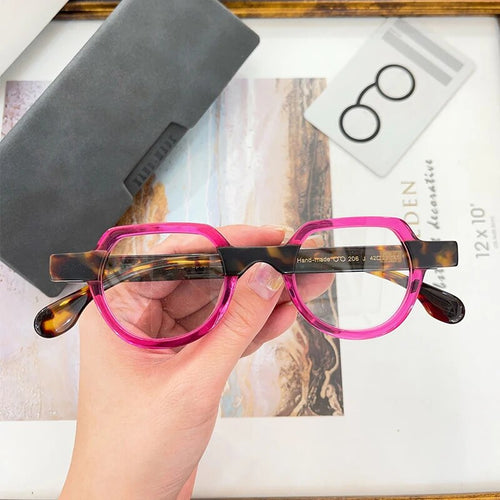 Montature per occhiali originali ovali giapponesi in acetato da uomo miopia occhiali da vista classici fatti a mano da donna occhiali da vista