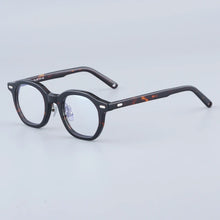 Load image into Gallery viewer, Japanese Oval Polygon Stripes Brown Acetate Glasses Frames Unisex Designer Handmade Classical Optical Eyeglasses with Full Case