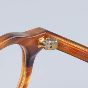 Japanese Oval Polygon Stripes Brown Acetate Glasses Frames Unisex Designer Handmade Classical Optical Eyeglasses with Full Case