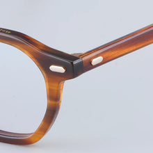 Load image into Gallery viewer, Japanese Oval Polygon Stripes Brown Acetate Glasses Frames Unisex Designer Handmade Classical Optical Eyeglasses with Full Case