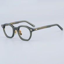 Load image into Gallery viewer, Japanese Oval Polygon Stripes Brown Acetate Glasses Frames Unisex Designer Handmade Classical Optical Eyeglasses with Full Case