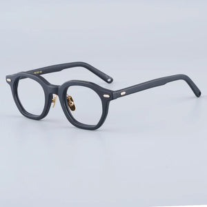 Japanese Oval Polygon Stripes Brown Acetate Glasses Frames Unisex Designer Handmade Classical Optical Eyeglasses with Full Case