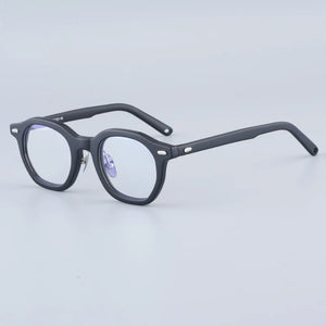 Japanese Oval Polygon Stripes Brown Acetate Glasses Frames Unisex Designer Handmade Classical Optical Eyeglasses with Full Case