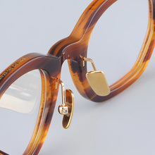 Load image into Gallery viewer, Japanese Oval Polygon Stripes Brown Acetate Glasses Frames Unisex Designer Handmade Classical Optical Eyeglasses with Full Case