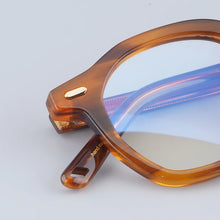 Load image into Gallery viewer, Japanese Oval Polygon Stripes Brown Acetate Glasses Frames Unisex Designer Handmade Classical Optical Eyeglasses with Full Case