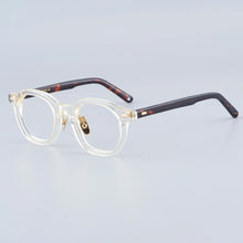 Load image into Gallery viewer, Japanese Oval Polygon Stripes Brown Acetate Glasses Frames Unisex Designer Handmade Classical Optical Eyeglasses with Full Case