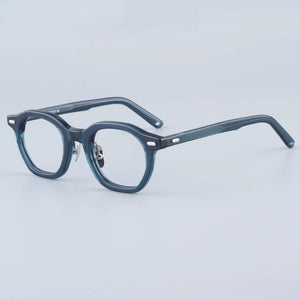 Japanese Oval Polygon Stripes Brown Acetate Glasses Frames Unisex Designer Handmade Classical Optical Eyeglasses with Full Case