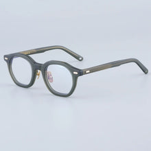 Load image into Gallery viewer, Japanese Oval Polygon Stripes Brown Acetate Glasses Frames Unisex Designer Handmade Classical Optical Eyeglasses with Full Case