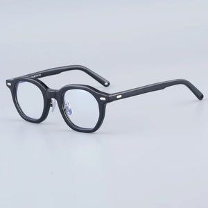 Japanese Oval Polygon Stripes Brown Acetate Glasses Frames Unisex Designer Handmade Classical Optical Eyeglasses with Full Case