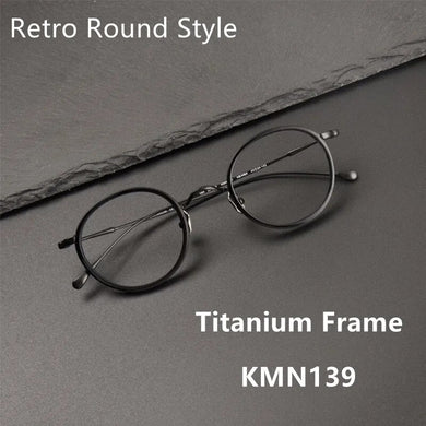 Japanese Retro Round Handmade Pure Titanium Glasses Frame Men Vintage Super Light Eyeglasses Women Myopia Oculos De Grau KMN139