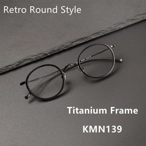 Japanese Retro Round Handmade Pure Titanium Glasses Frame Men Vintage Super Light Eyeglasses Women Myopia Oculos De Grau KMN139