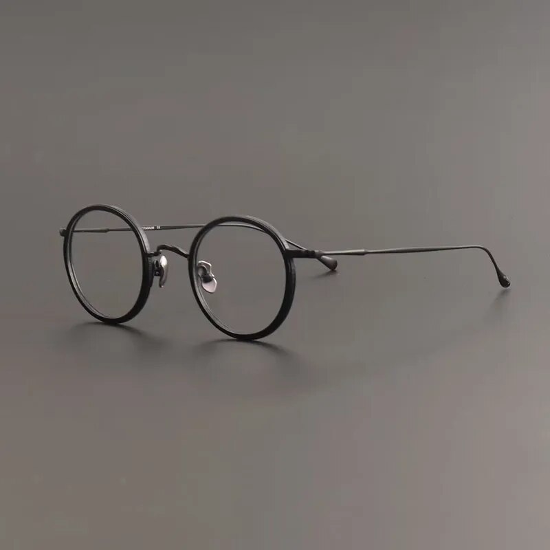 Japanese Retro Round Handmade Pure Titanium Glasses Frame Men Vintage Super Light Eyeglasses Women Myopia Oculos De Grau KMN139