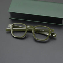 Carica l&#39;immagine nel visualizzatore di Gallery, Japanese Style Square Acetate Eyeglasses Men Optical Designer Retro Black Tortoise White Prescription Glasses  Eyewear
