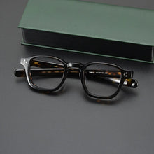 Carica l&#39;immagine nel visualizzatore di Gallery, Japanese Style Square Acetate Eyeglasses Men Optical Designer Retro Black Tortoise White Prescription Glasses  Eyewear