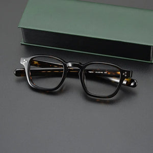 Japanese Style Square Acetate Eyeglasses Men Optical Designer Retro Black Tortoise White Prescription Glasses  Eyewear