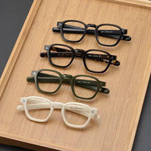 Carica l&#39;immagine nel visualizzatore di Gallery, Japanese Style Square Acetate Eyeglasses Men Optical Designer Retro Black Tortoise White Prescription Glasses  Eyewear
