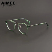 Load image into Gallery viewer, Japanese Style Titanium Acetate Glasses Frame Men Round Prescription Eyeglasses Women Brand Optical Myopia Blue Light Eyewear