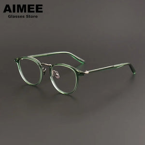 Japanese Style Titanium Acetate Glasses Frame Men Round Prescription Eyeglasses Women Brand Optical Myopia Blue Light Eyewear
