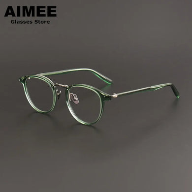 Japanese Style Titanium Acetate Glasses Frame Men Round Prescription Eyeglasses Women Brand Optical Myopia Blue Light Eyewear