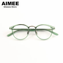 Load image into Gallery viewer, Japanese Style Titanium Acetate Glasses Frame Men Round Prescription Eyeglasses Women Brand Optical Myopia Blue Light Eyewear