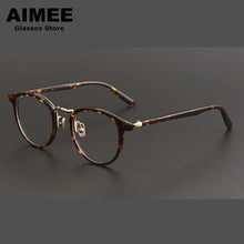 Load image into Gallery viewer, Japanese Style Titanium Acetate Glasses Frame Men Round Prescription Eyeglasses Women Brand Optical Myopia Blue Light Eyewear