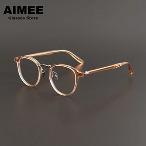 Japanese Style Titanium Acetate Glasses Frame Men Round Prescription Eyeglasses Women Brand Optical Myopia Blue Light Eyewear