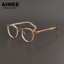 Load image into Gallery viewer, Japanese Style Titanium Acetate Glasses Frame Men Round Prescription Eyeglasses Women Brand Optical Myopia Blue Light Eyewear