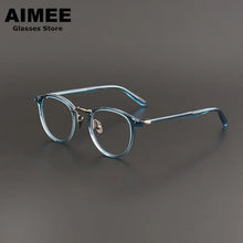 Load image into Gallery viewer, Japanese Style Titanium Acetate Glasses Frame Men Round Prescription Eyeglasses Women Brand Optical Myopia Blue Light Eyewear