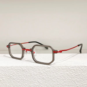 Japanese Style Top Quality Titanium Acetate Square Eyeglasses Frames Men Designer Brand Handmade  Glasses with Case