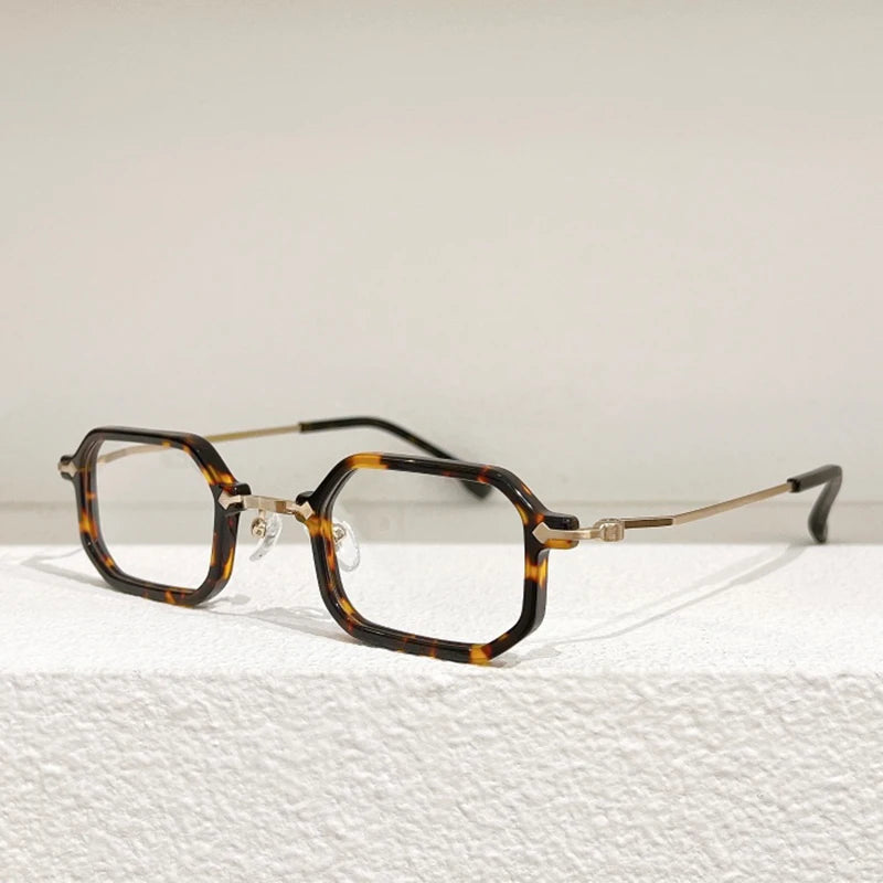 Japanese Style Top Quality Titanium Acetate Square Eyeglasses Frames Men Designer Brand Handmade  Glasses with Case