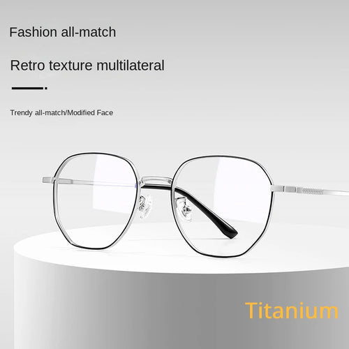 Japanese Titanium Alloy Glasses Frames Men Designer Polygonal Retro Eyeglasses Frames Myopia Ip Electroplated Titanium Frames