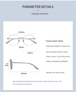 Japanese Titanium Alloy Glasses Frames Men Designer Polygonal Retro Eyeglasses Frames Myopia Ip Electroplated Titanium Frames