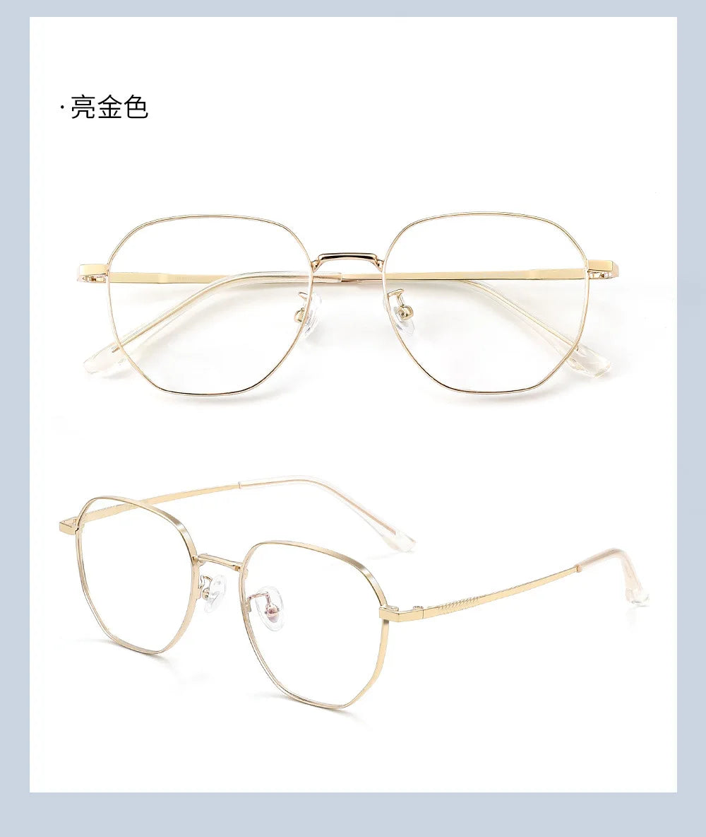 Japanese Titanium Alloy Glasses Frames Men Designer Polygonal Retro Eyeglasses Frames Myopia Ip Electroplated Titanium Frames