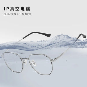 Japanese Titanium Alloy Glasses Frames Men Designer Polygonal Retro Eyeglasses Frames Myopia Ip Electroplated Titanium Frames
