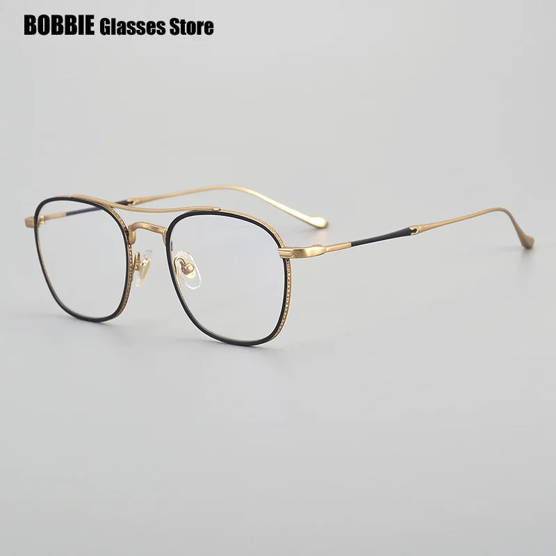 Japanese Titanium Double Beam Square Glasses Frame Ultralight Mens Women Frames Eyeglasses Optical Myopia Prescription Eyewear