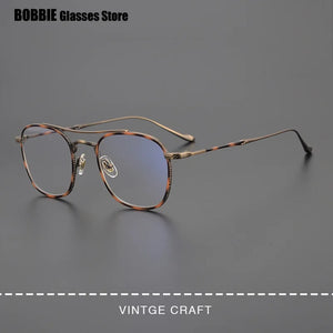 Japanese Titanium Double Beam Square Glasses Frame Ultralight Mens Women Frames Eyeglasses Optical Myopia Prescription Eyewear