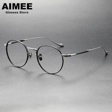 Carica l&#39;immagine nel visualizzatore di Gallery, Japanese Titanium Glasses Frame Men Ultra-Light Fashion Prescription Eyeglasses Women Retro Round Spectacles Oculos Optical Lens